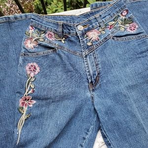 Shy Ger Jeans with Embroidery designs on it.